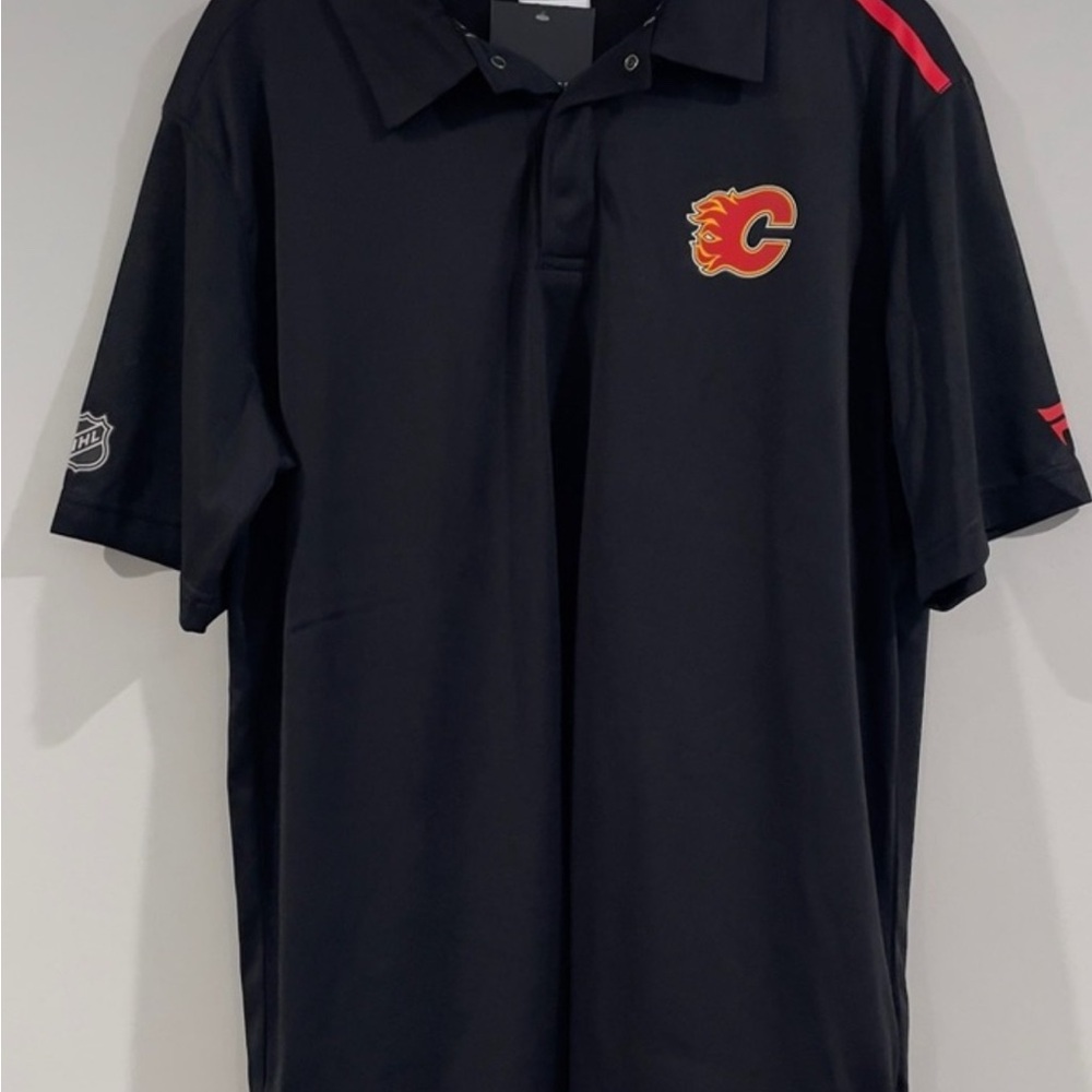 Fanatics Black NHL Flames Polo Shirt